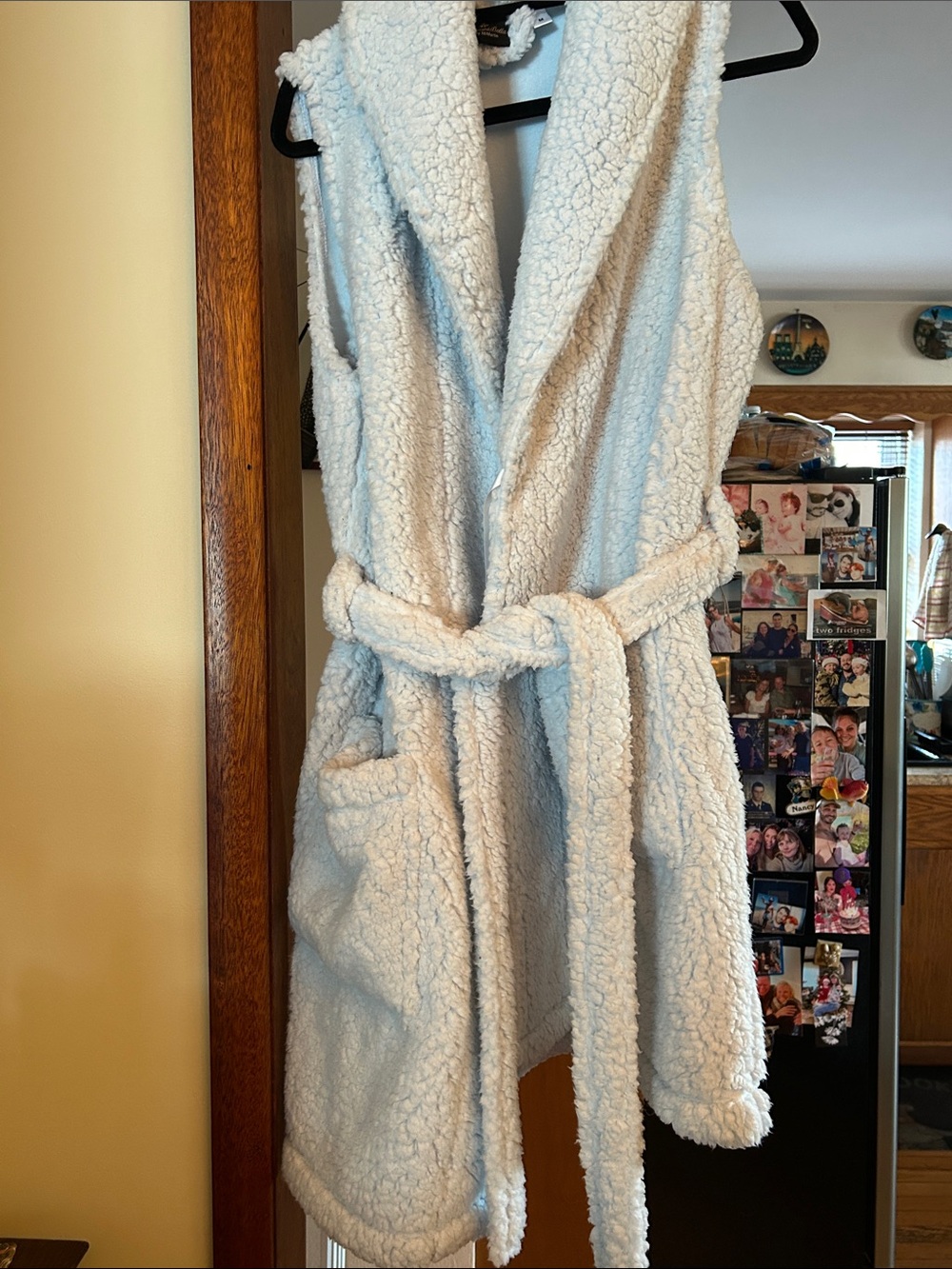 Plush Sherpa Sleeveless Robe Vest - Light Gray